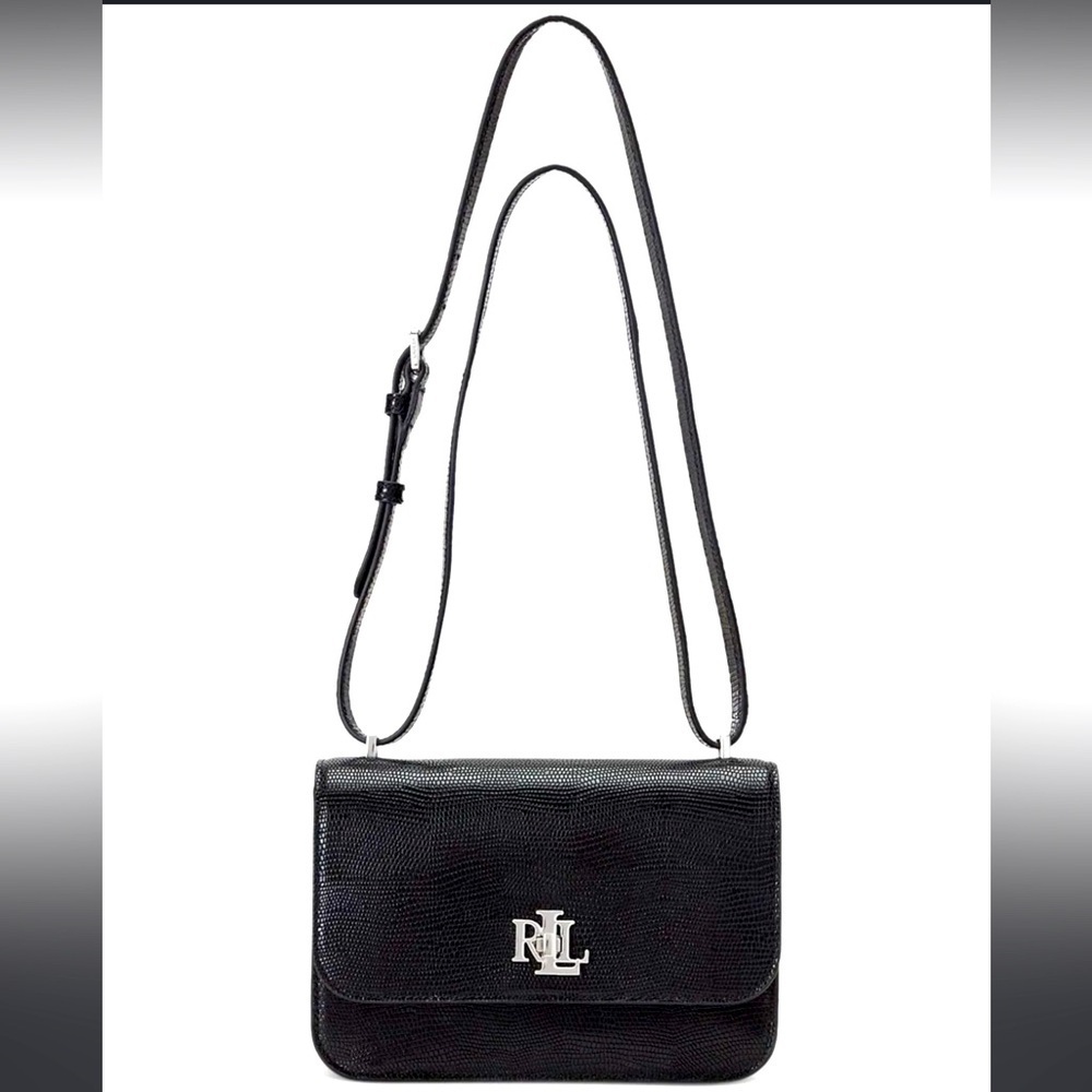 ๐ NWT 100% Authentic Ralph Lauren Lizard-Embossed Sophee Leather Bag - Picture 5 of 14